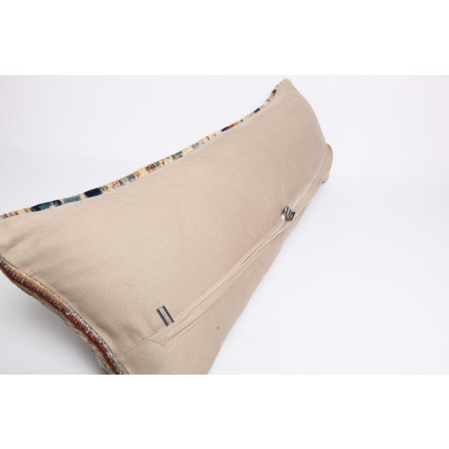 Authentic Vintage Rug Pillow Cover – Handwoven Floral Motif Throw Cushion Cover -12'' X 35'' For Sale - Image 11 of 11