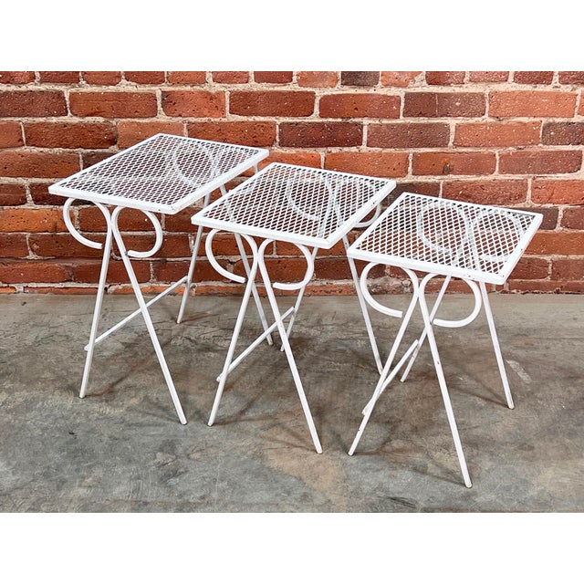 Vintage Mid Century Modern Salterini Wrought Iron Nesting Tables - Set of 3 For Sale In Providence - Image 6 of 10