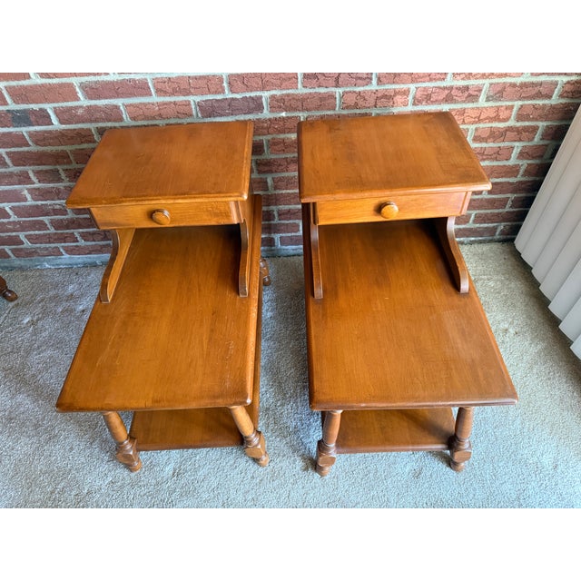 Heywood-Wakefield Birch Step End Table With Drawer Mid-Century For Sale In Baltimore - Image 6 of 7