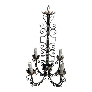 Vintage 1960s Metal Scroll Chandelier For Sale