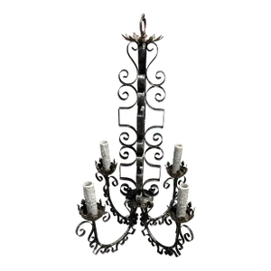 Vintage 1960s Metal Scroll Chandelier