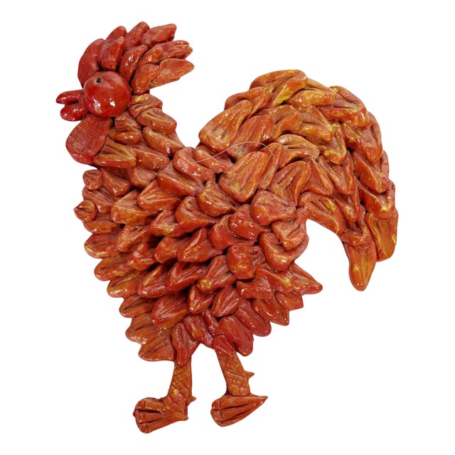 French Glazed Ceramic Rooster, 1970 For Sale