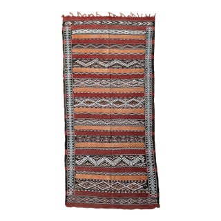 1980s Moroccan Authentic Flatweave Kilim Rug - 10.2 X 5.02 Ft For Sale