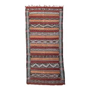 1980s Moroccan Authentic Flatweave Kilim Rug - 10.2 X 5.02 Ft