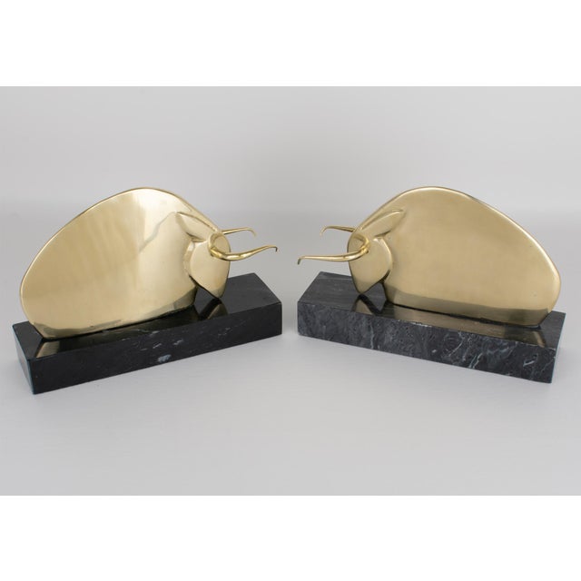 This stunning pair of Art Deco bookends was crafted in the United States circa 1940. The rare set features a stylized...