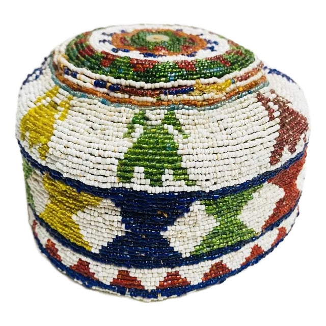 1940s Vintage Hand Made Beaded Pashtun Afghanistan Hat For Sale