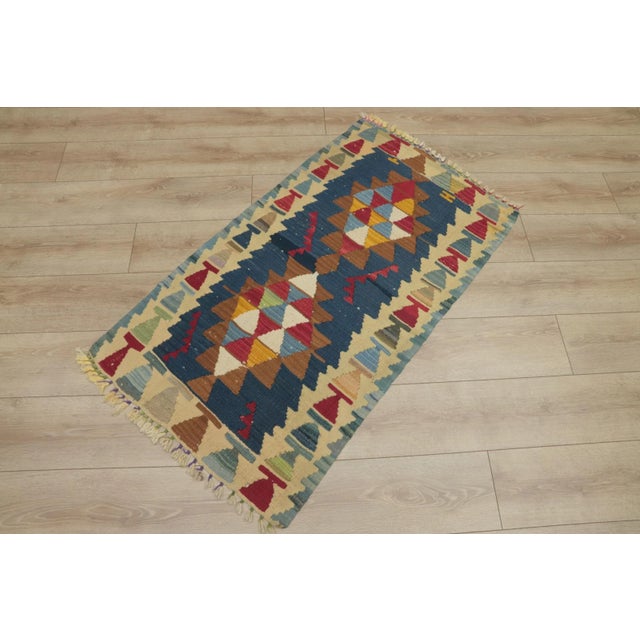 1960s Farmhouse Style Blue Anatolian Cappadocia Kilim Rug For Sale - Image 4 of 13