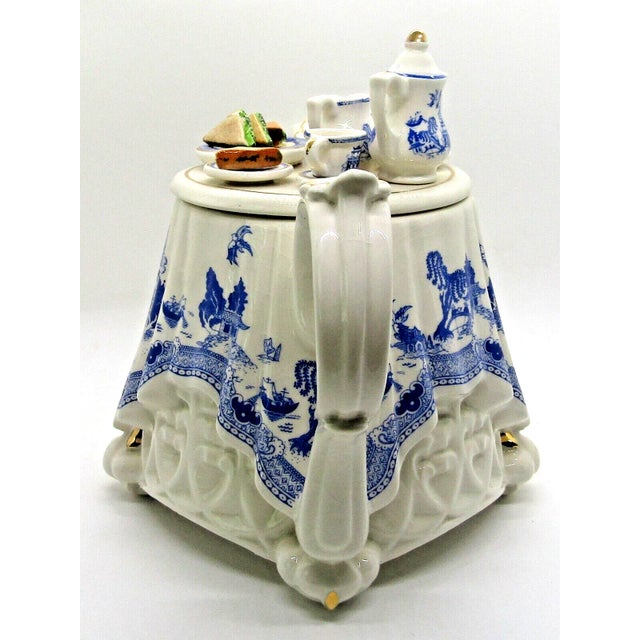 1990s Paul Cardew Blue Willow Tea Table Teapot, Limited Edition