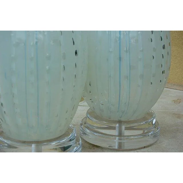 1960s Vintage Murano White Opaline Glass Lamps For Sale - Image 5 of 8
