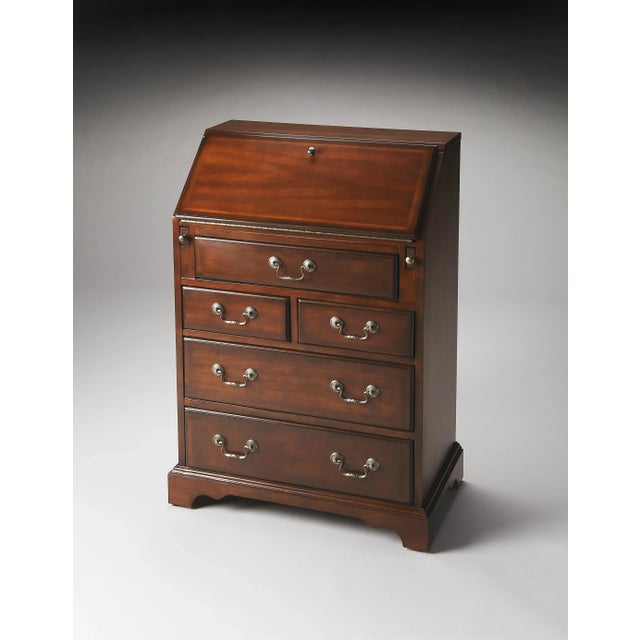 Spritely Home Accent Furniture Danforth Secretary, Cherry Brown For Sale - Image 4 of 5