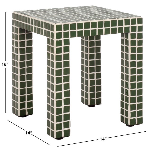 Contemporary Hotaru Tile Accent Table in Dark Green For Sale - Image 3 of 7