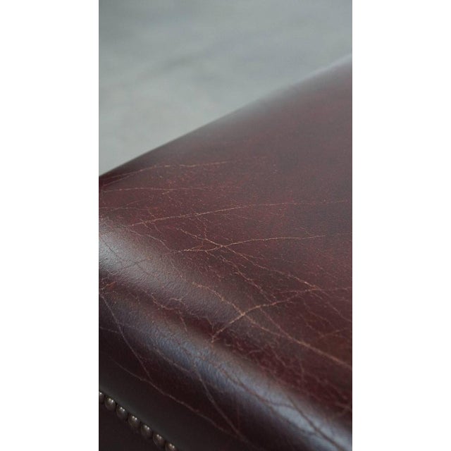 Bordeaux Cowhide Leather Ottoman For Sale - Image 9 of 12