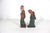Wood Vintage Hand Carved Painted Wood Man and Woman Folk Art Couple Figurines Carving, Shelf Decor For Sale - Image 7 of 12