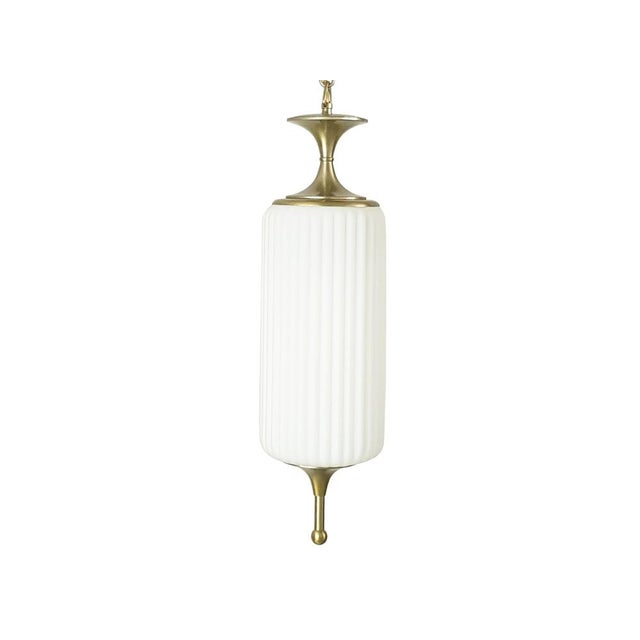Mid-Century Modern Italian Opaline Glass & Nickel-Plated Metal Pendant Lamp from Reggiani, 1960s For Sale - Image 3 of 11
