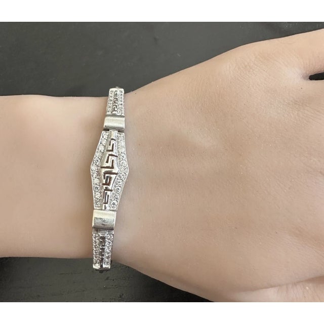 Stunning Natural Diamond 14k Solid White Gold Bracelet For Sale In Los Angeles - Image 6 of 9
