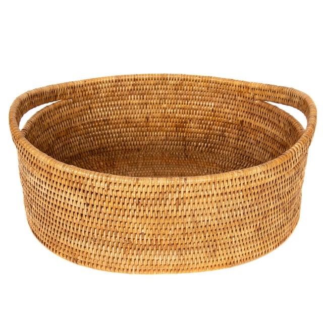 Artifacts Rattan Oval Basket With Cutout Handles in Honey Brown For Sale In Houston - Image 6 of 6