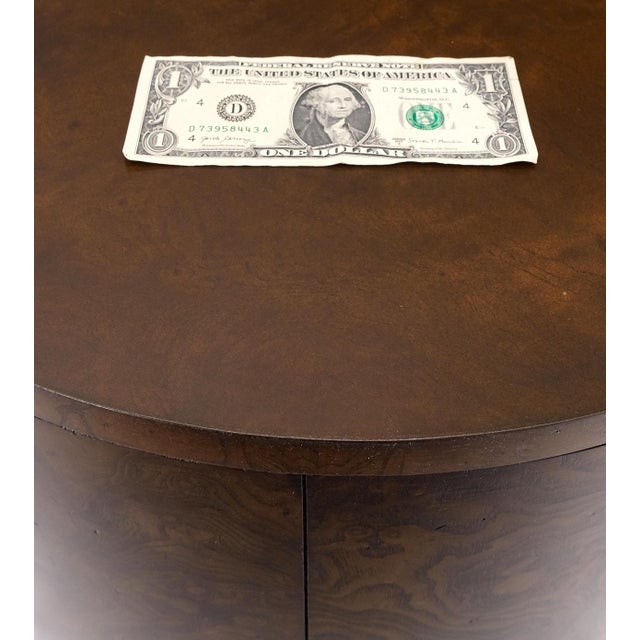 Mid-Century Modern Cylinder Drum Shape Burl Wood End Side Table Nightstand For Sale - Image 4 of 12