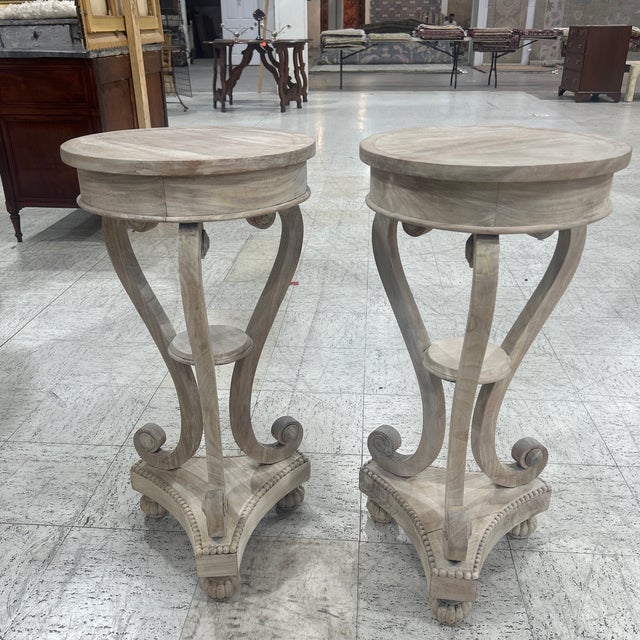 Wood Late 20th Century Pair Bleached Biedermeier Stand/ Pedestals For Sale - Image 7 of 7