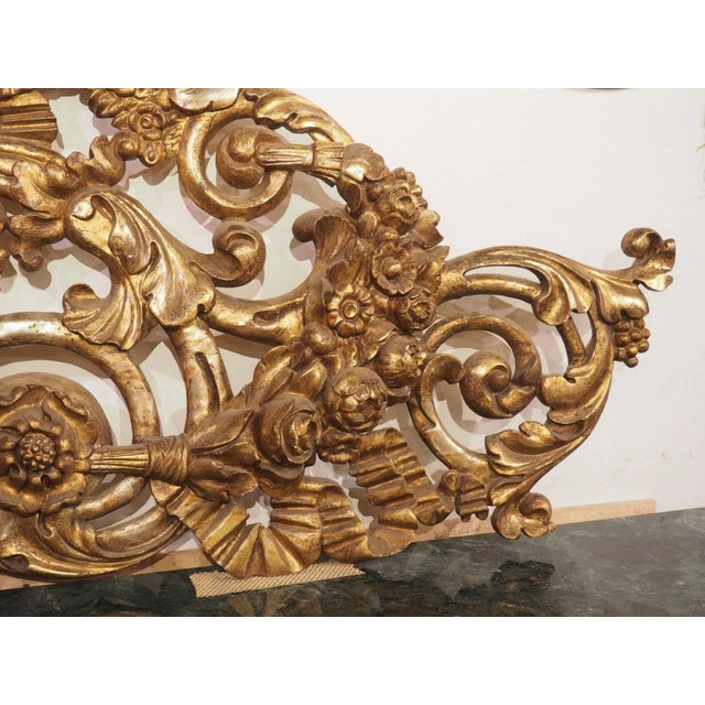 Italian Large Circa 1850 Italian Giltwood Architectural Carving or Headboard, 91.5 Inches For Sale - Image 3 of 12