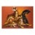 1970s Hollywood Regency Cheetahs and Roman Helmet Oil on Burlap, Signed Wyman For Sale