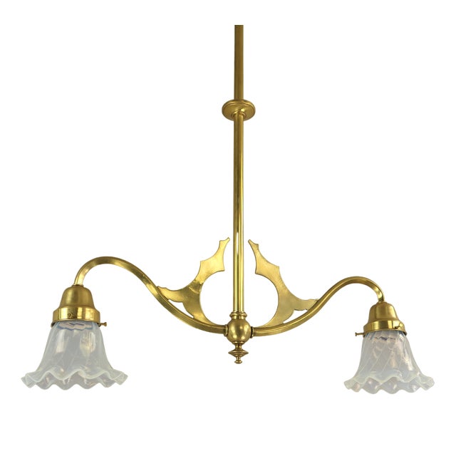 Viennese Art Nouveau Pendant Lamp with Opal Shades, 1920s For Sale