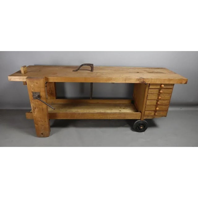 Wooden Workbench on Castors For Sale - Image 10 of 10