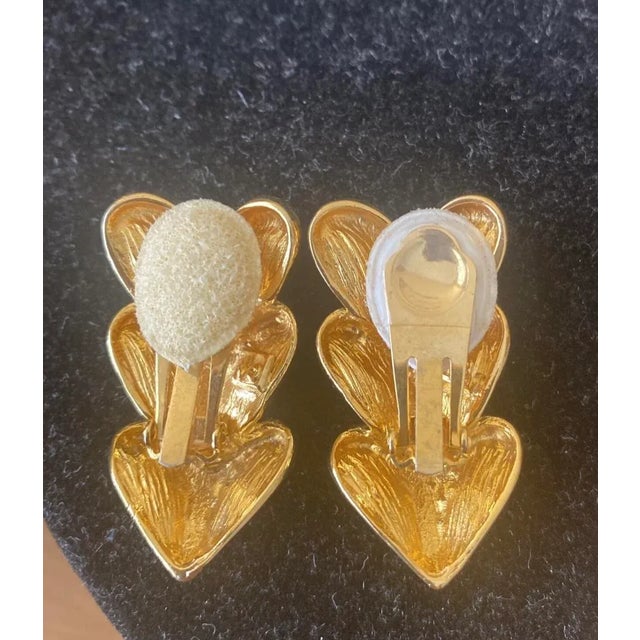 1980s 1980s Les Bernard Vo Brushed Gold Earrings - A Pair For Sale - Image 5 of 7