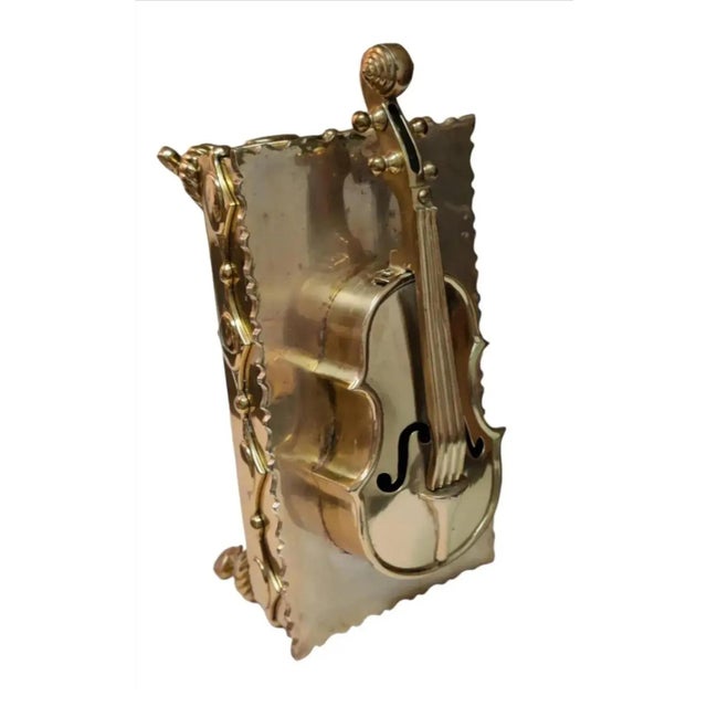 For your consideration. . . A fabulous romantic solid brass hinged storage box adorned with a decorative brass violin...