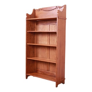 Antique Victorian Carved Oak Bookcase, Circa 1900 For Sale