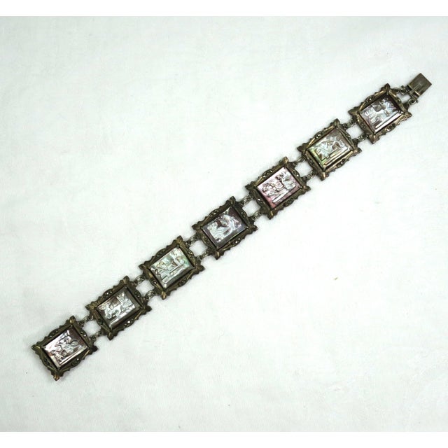 1930s Vintage Art Deco Greco-Roman Gods Shell Cameo Bracelet 1930s For Sale - Image 5 of 14