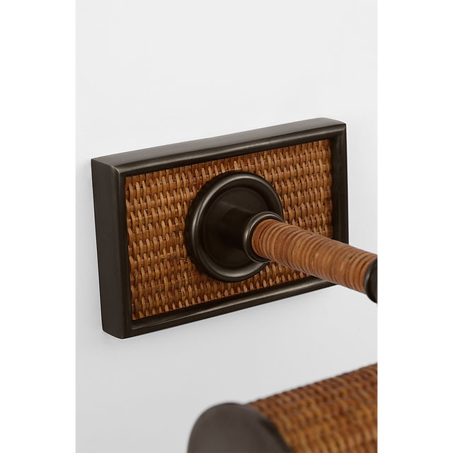 Visual Comfort Chapman & Myers for Visual Comfort Signature Halwell 8" Picture Light in Bronze and Natural Woven Rattan For Sale - Image 4 of 6
