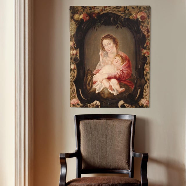 Flemish Artist, Madonna and Child, 1670, Oil on Panel, Framed For Sale - Image 10 of 15