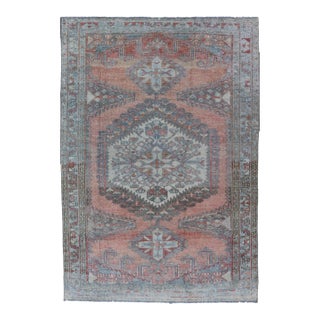 Vintage Hand-Knotted Persian Hamadan Rug With Sub-Geometric Medallion Design 3'4 X 5'0 For Sale