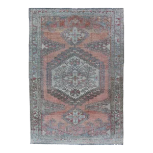 Vintage Hand-Knotted Persian Hamadan Rug With Sub-Geometric Medallion Design 3'4 X 5'0