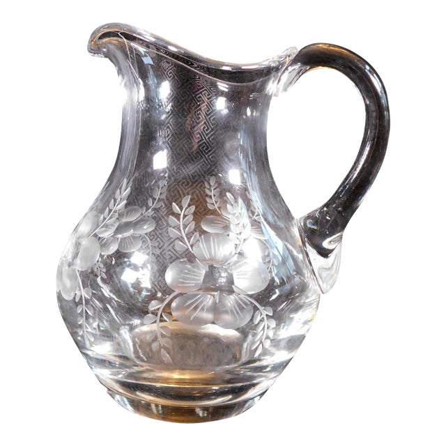 Large 1990s Cut Glass Pitcher For Sale