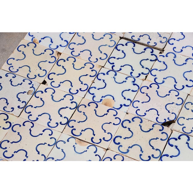 19th-20th Century Portuguese Antique Tiles Set of 59 Blue & White Quatrefoil Pattern For Sale - Image 16 of 18