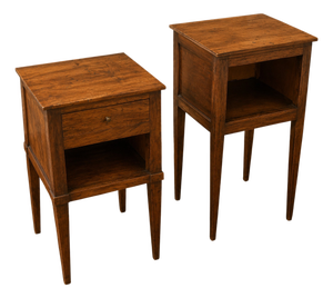 Louis XVI Bedside Tables in Walnut, France, Late 18th Century, Set of 2