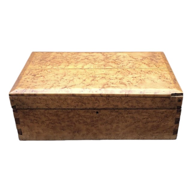 19 Century Birds Eye Maple American Wood Box, Hinged Lid For Sale