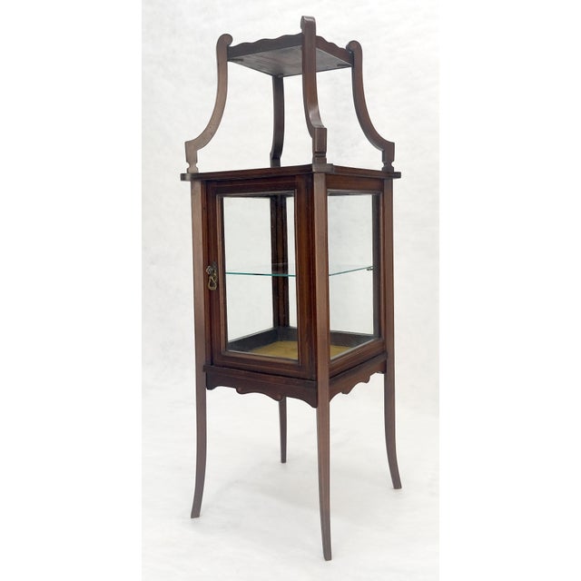 Victorian c1900s 360 Degree Center Vitrine Display Cabinet Showcase Clean! For Sale - Image 16 of 18