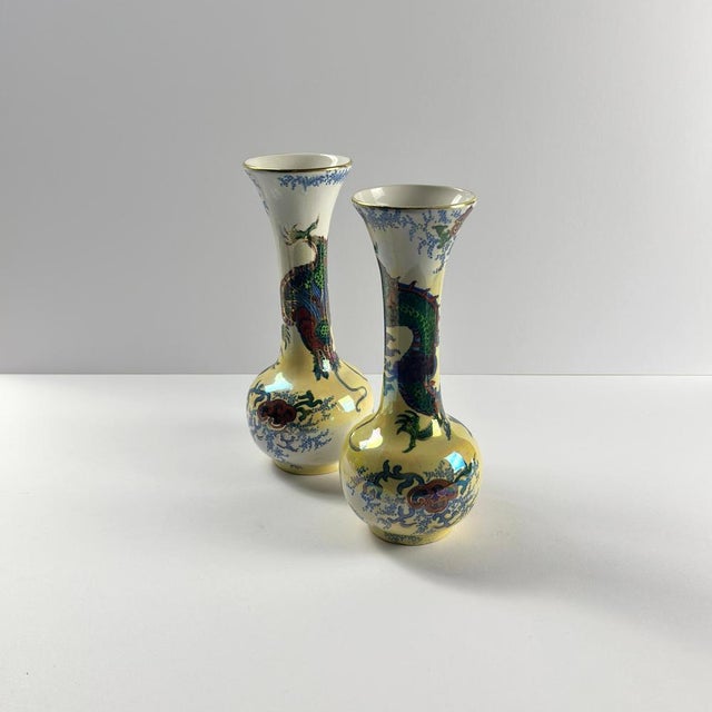 Vintage Dragon Vases by Frederick Rhead for Bursley Ware, 1930s, Set of 2 For Sale - Image 3 of 11