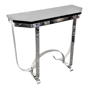 Early 20th Century Modernist Art Deco Curlicue Chrome & Black Lacquer Console