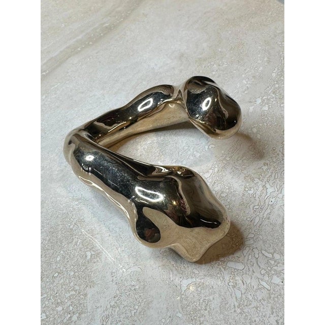 Metal Vintage Boho Margiela Gold Abstract Bangle For Sale - Image 7 of 9