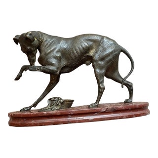 Greyhound Sculpture on Marble Base For Sale