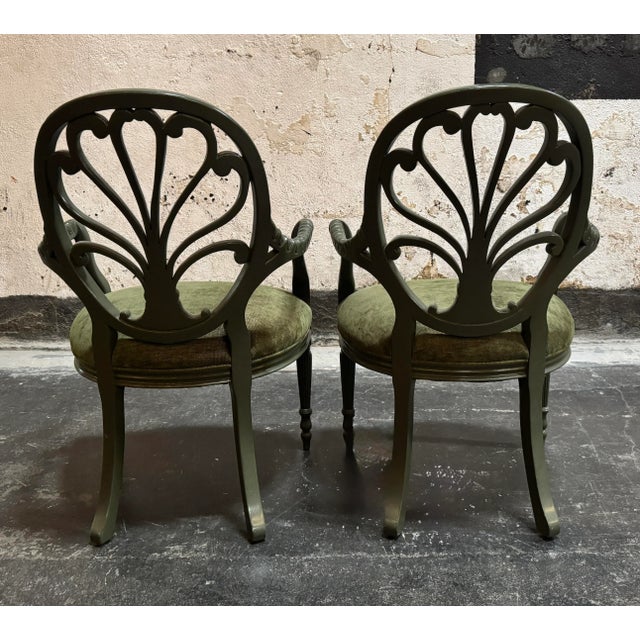 Pair of Vintage Neoclassical Revival “Prince of Wales” Fan Back Armchairs - Fully Restored For Sale - Image 4 of 7