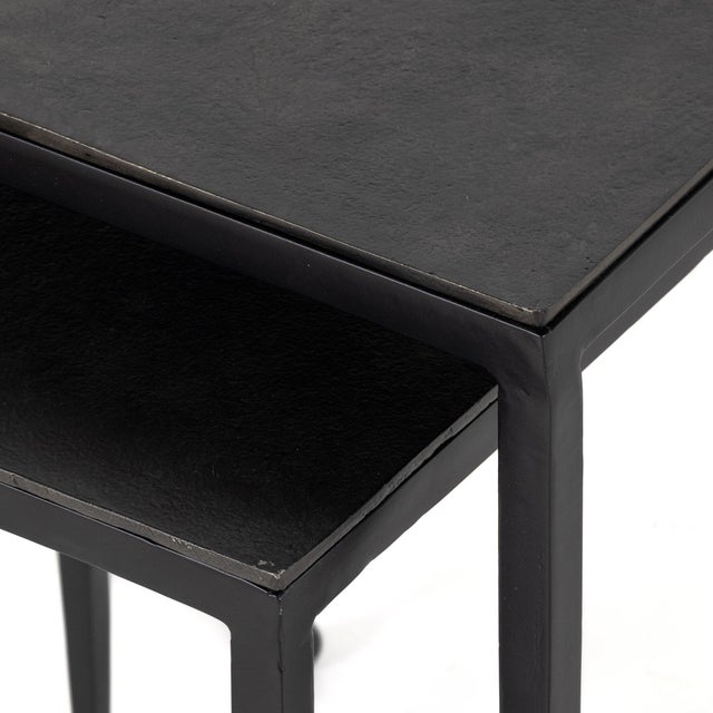 Four Hands Dalston Nesting End Table - Raw Black For Sale - Image 4 of 8