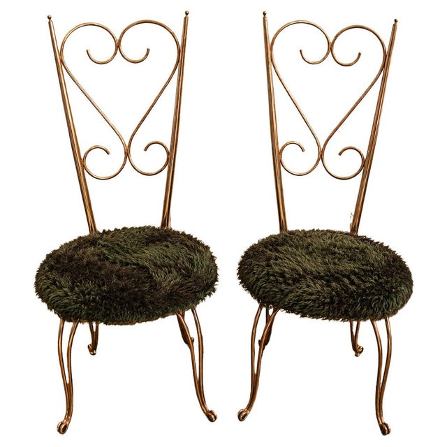 Metal Gold-Plated Metal Chairs in the style of Maison Jansen, 1970s, Set of 2 For Sale - Image 7 of 7