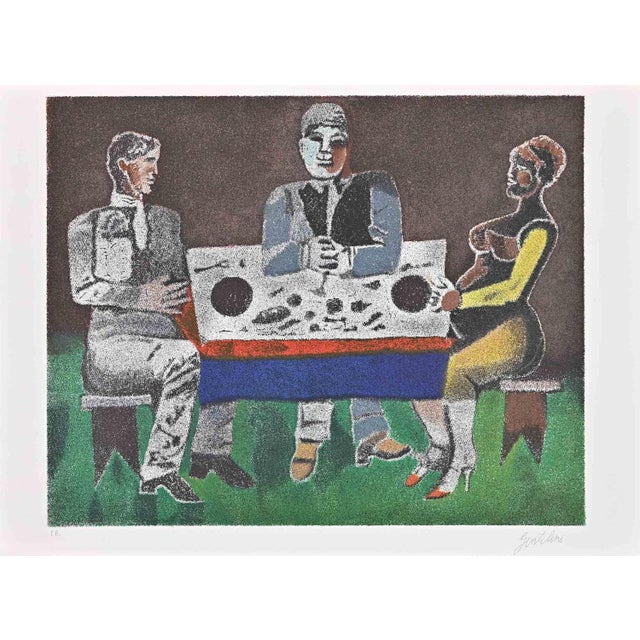 The Dinner is a Lithograph realized by Franco Gentilini (Italian Painter, 1909-1981), in the 1970s. The state of...
