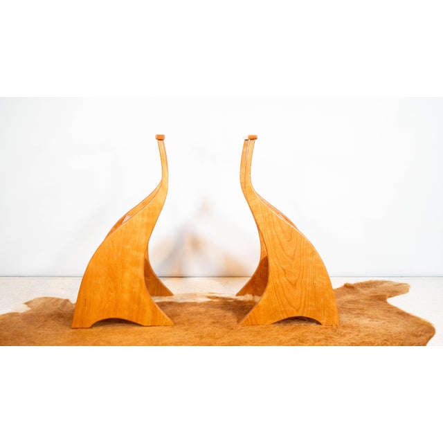 Wood American Studio Cherry Wood Sculptural Library Steps Stool For Sale - Image 7 of 17