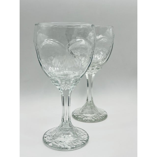 Arts & Crafts 1980s “Chivalry” Textured Wine Glasses- A Pair For Sale - Image 3 of 9