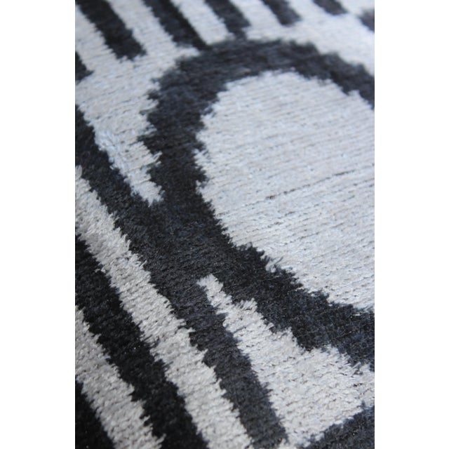 Black Contemporary Silk Velvet Ikat Pillow Cover Bohemian Pillow For Sale - Image 8 of 11